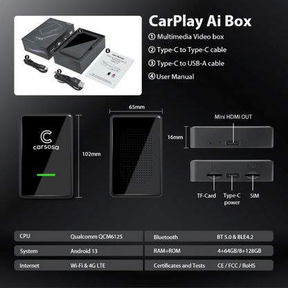 Carsosa® Multimedia AI Box | For All Vehicles With Factory Wired Apple CarPlay